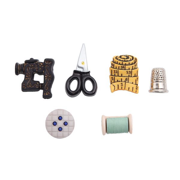 Украшения пуговицы декоративные фигурки Набор портнихи пластик, 10 штук, Dress It Up