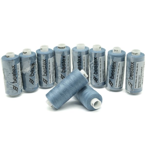 Нитки швейные бытовые Bestex 40/2, 365 м (400 ярд) / 10 кат., 312 матово-голубой