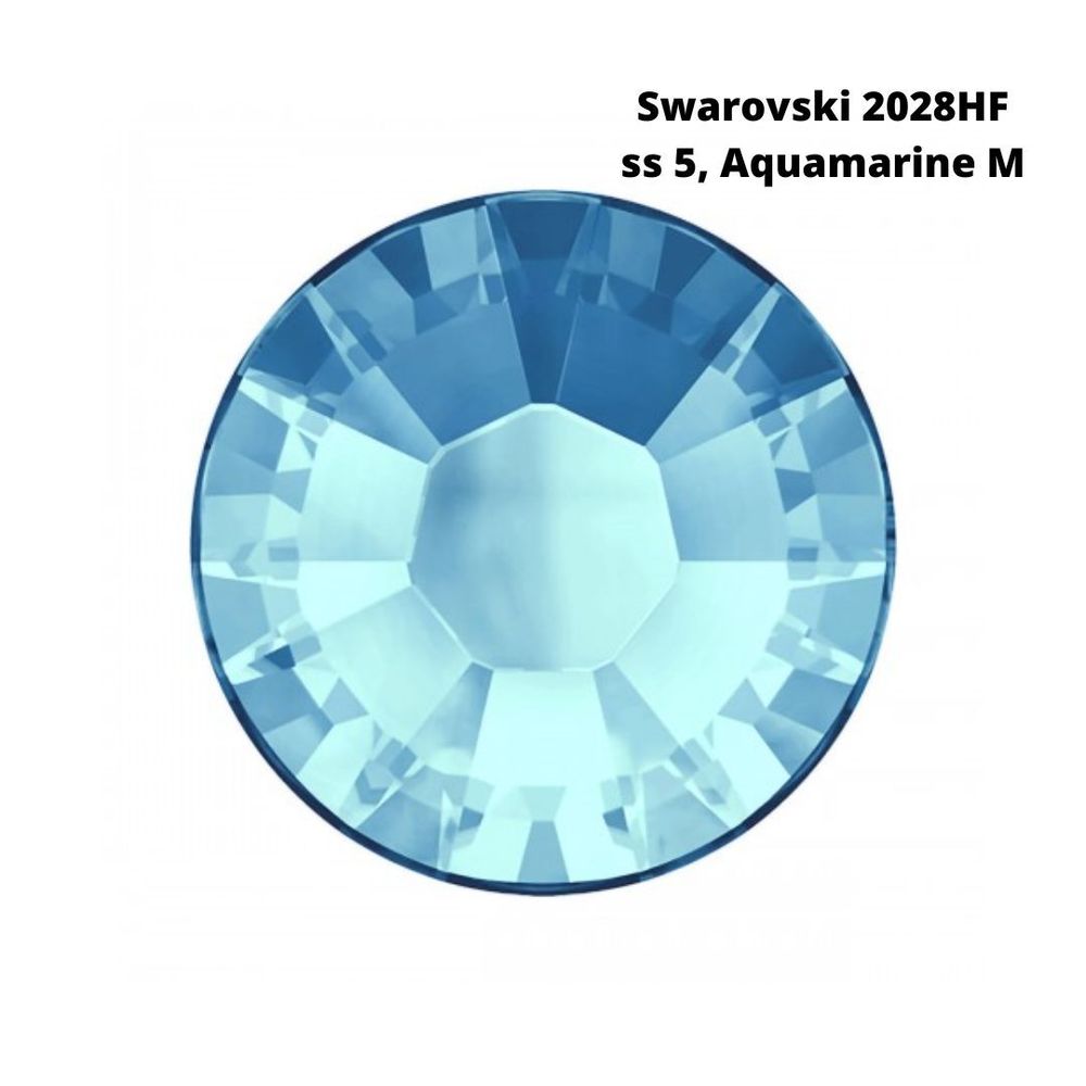 Стразы Swarovski клеевые плоские 2028HF, ss 5 (1.8 мм), Aquamarine M, 144 шт