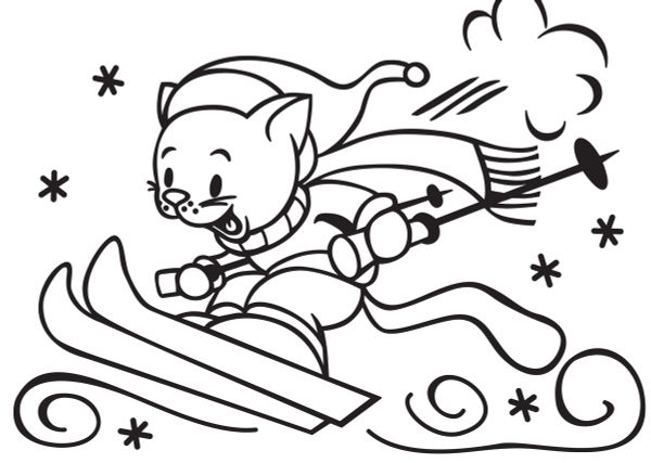 Набор для раскрашивания цветным песком №37 Кот - лыжник, 16.5х23 см, Hobbius SPT-01