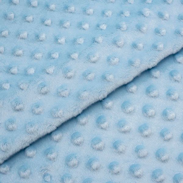 Плюш (ткань) Sovushka Minky dot 280 г/м², 45х50 см, ворс 2,5мм, голубой, 615622-3
