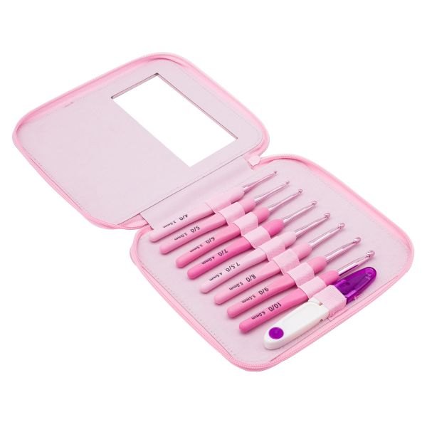 Набор крючков для вязания с силикон. ручкой 2,5мм-6мм., упак(8 шт) + ножницы, MTW071