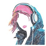 Алмазная (кристальная) мозаика Фрея ALBP-258, постер Девушка в наушниках, 30х30 см