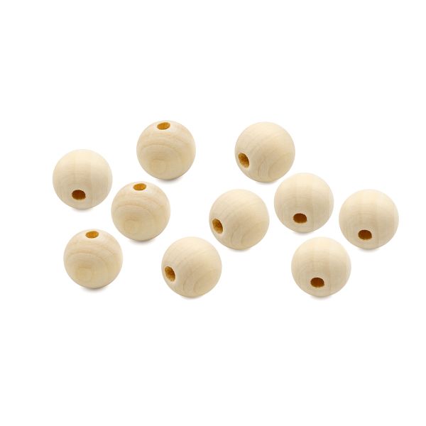 Бусины дерево ⌀15 мм, неокрашенные, отв.3,5 мм, 15 шт