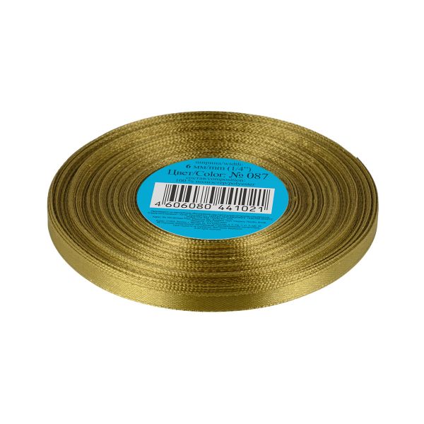 Лента атласная 1-сторонняя 6.0 мм / 33±2 метра, 087 зелено-хаки, Gamma