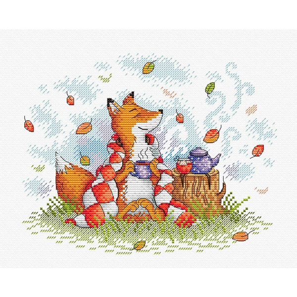 Набор для вышивания нитками МП Студия, Осеннее чаепитие 18х22см