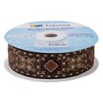 Лента (тесьма) жаккардовая 25.0 мм / 10±0.5 метров, черный/коричневый, Gamma TRJ-119(46)