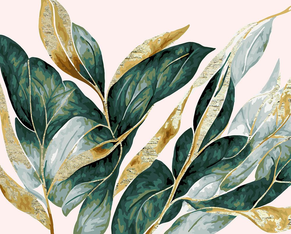 Картина по номерам Фрея PNB/PLPT-246, Листья с золотом, (с поталью) 50х40 см