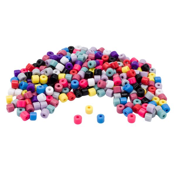 Бусины пластик 5х6 мм, цилиндр, 50гр Astra&Craft, mixed микс цвета, 2141
