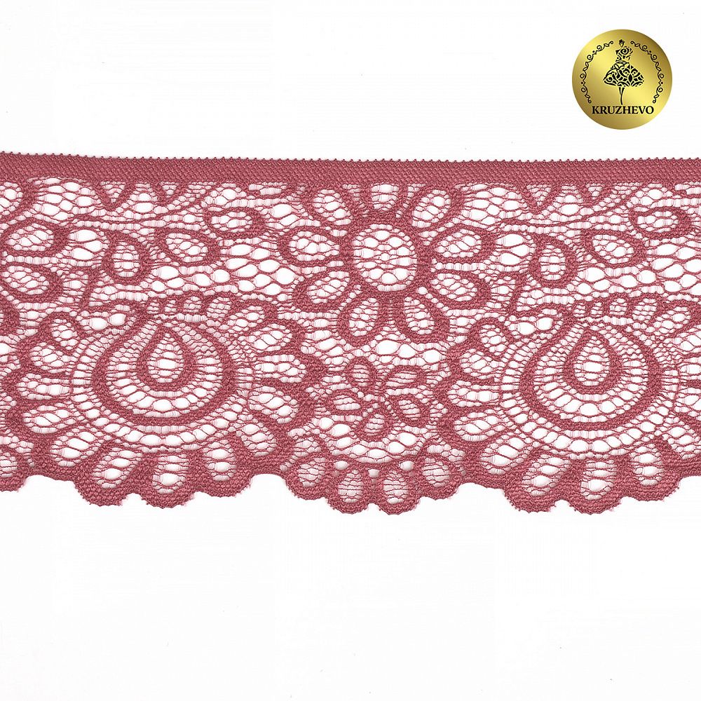 Кружево эластичное (стрейч) 90 мм, TBY.YSTL00839.N, L2925 розовый рубин, 3м, Kruzhevo