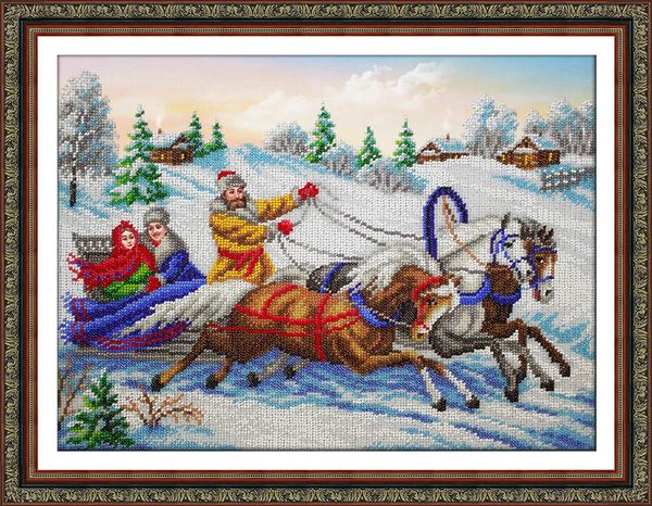 Набор для вышивания бисером Паутинка, Тройка 38х28 см