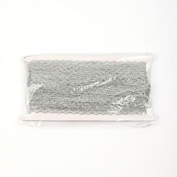 Тесьма отделочная 12 мм / 13.71 метров, TBY 916 цв.серебро