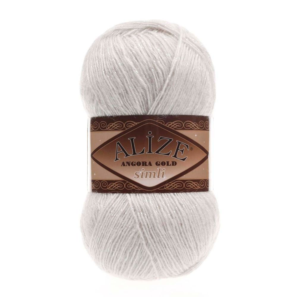 Пряжа Alize (Ализе) Angora Gold Simli / уп.5 мот. по 100 г, 500м, 599 слоновая кость A