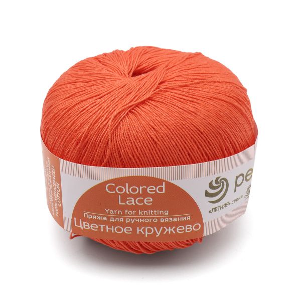 Пряжа Пехорка Цветное кружево / уп.4 мот. по 50 г, 475 м, 396 настурция
