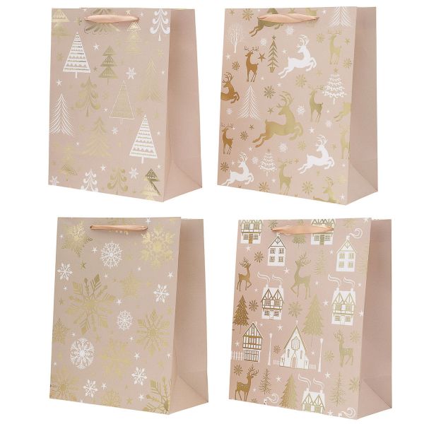 Набор подарочных новогодних пакетов Новогоднее ассорти 26х32х12 см, 210 г/м², 4 шт