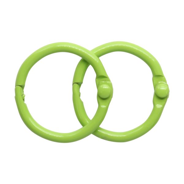 Кольца для альбомов разъемные металл 20 мм, 10 шт, салатовый, 5AS-102