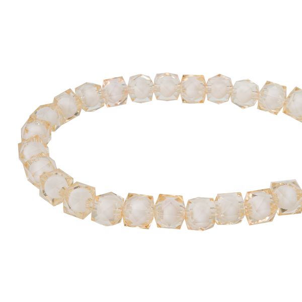 Бусины акрил ⌀10 мм, 500 г, в цвете с белой сердцевиной, граненый куб, 35 бежевый, Astra&Craft