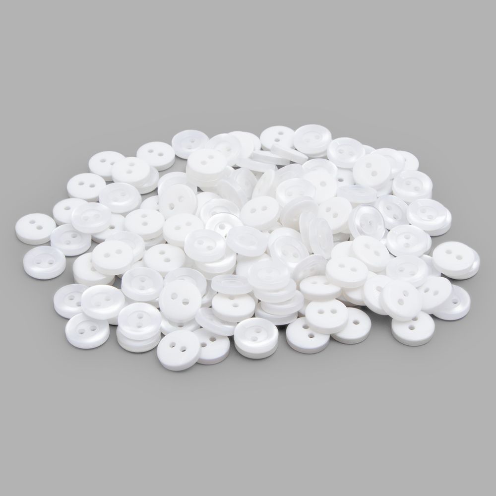 Пуговица 18L (11мм) 2 прокола, пластик (белый), БС1743, 12 шт