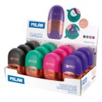 Ластик-точилка Capsule Cooper 1 отверстие 12 шт, ассорти 4717112, Milan