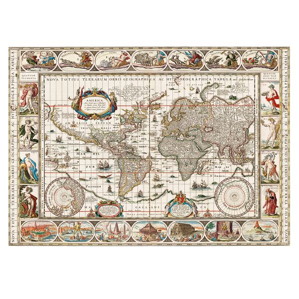 Пазл. Премиальная коллекция 2000 элементов, TOP-PZL-2000/01 Географическая карта мира (1635-1649), Фрея