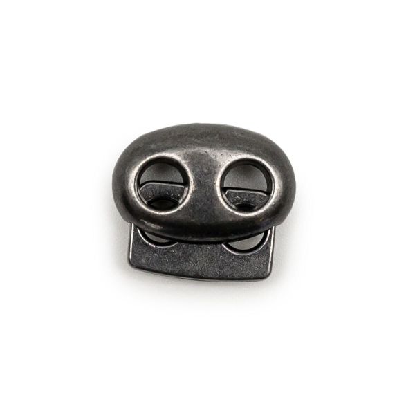 Фиксатор (зажим) для шнура металл плоский, 2 отв., 18х15 мм, (in ⌀4.5 мм), мет. цв.чер.никель, 20 шт