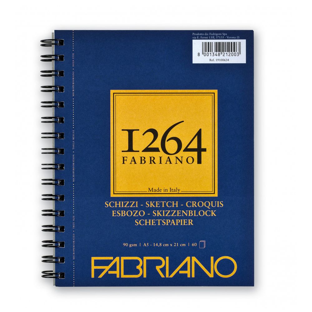 Альбом для графики 90 г/м², 14.8х21 см, на спирали, Fabriano 19100634
