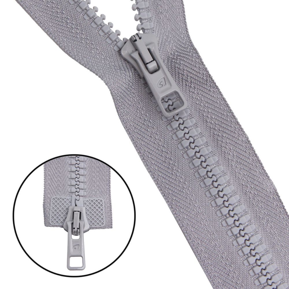 Молния трактор Arta Т6 (6 мм) 2 зам., разъем., 75 см, цв. 079 св.серый, уп.5 шт