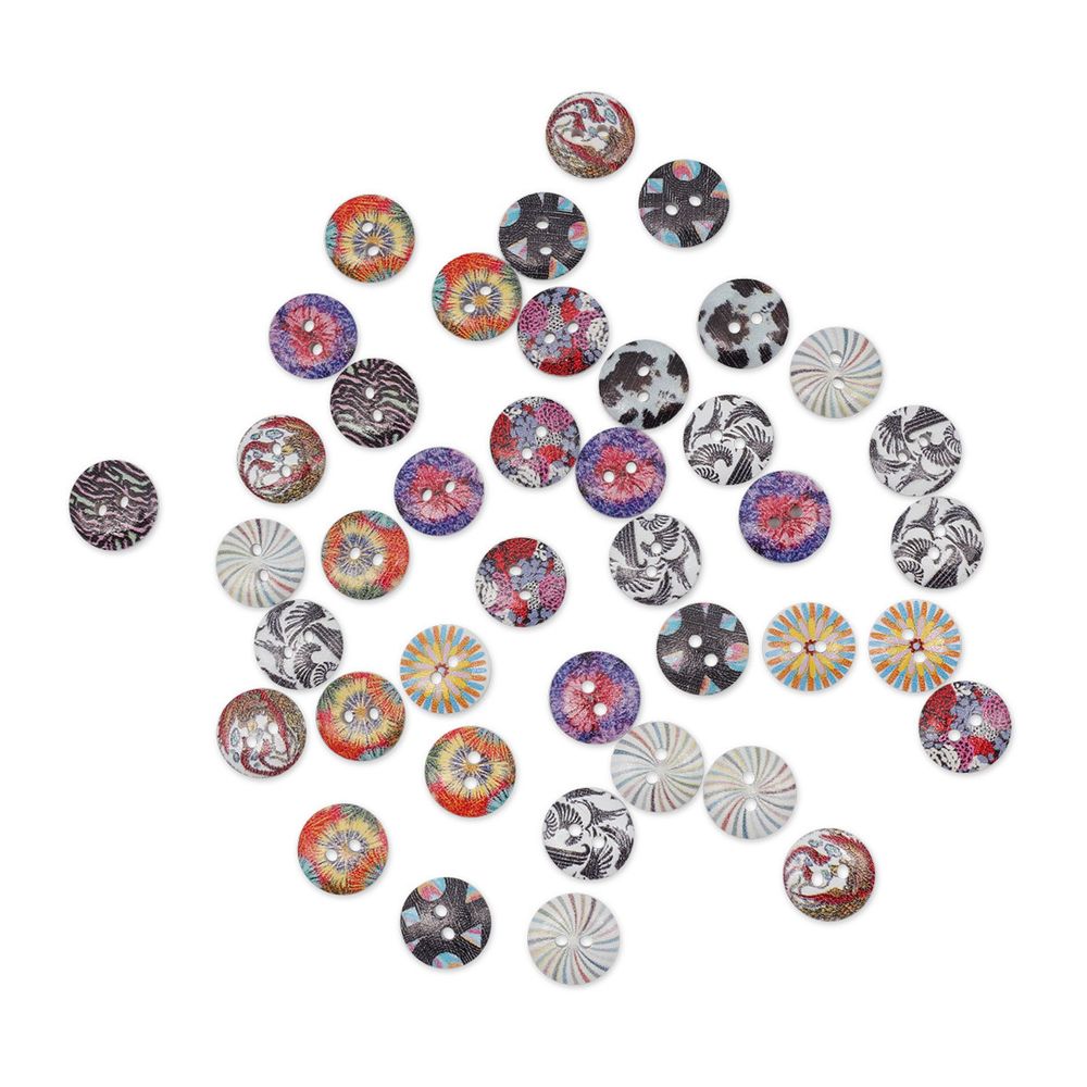 Украшения декоративные пуговицы деревянные Орнаменты №4, 15 мм, 100 шт