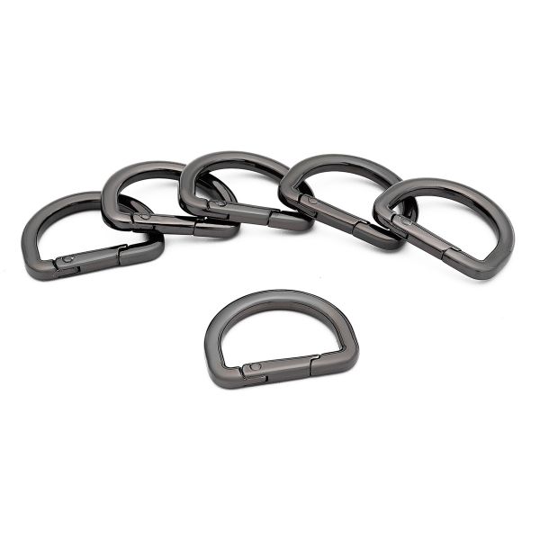 Карабин металл полукольцо 25 мм, олово (черный никель), MB_2232, 6 шт