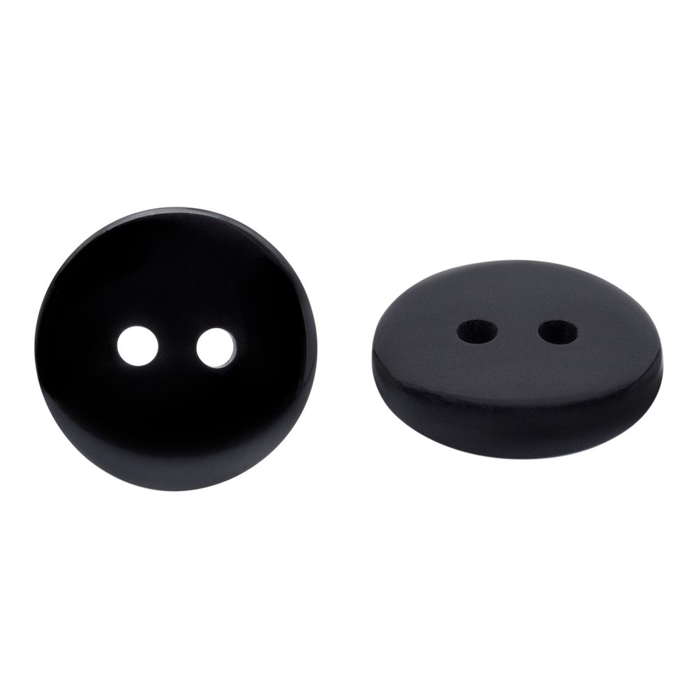 Пуговица супатная 24L (15мм) 2 прокола, пластик (s.black (черный глянец)), CB-K-15, 144 шт