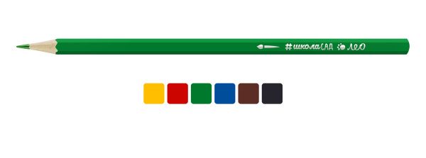 Карандаш акварельный в наборе заточенный 8х6 цв, Лео LSWP-06