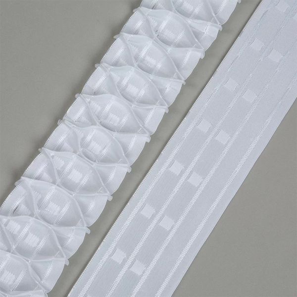 Лента (тесьма) шторная: сборка вафельная (1:2) 80 мм / 100 метров, лодочка