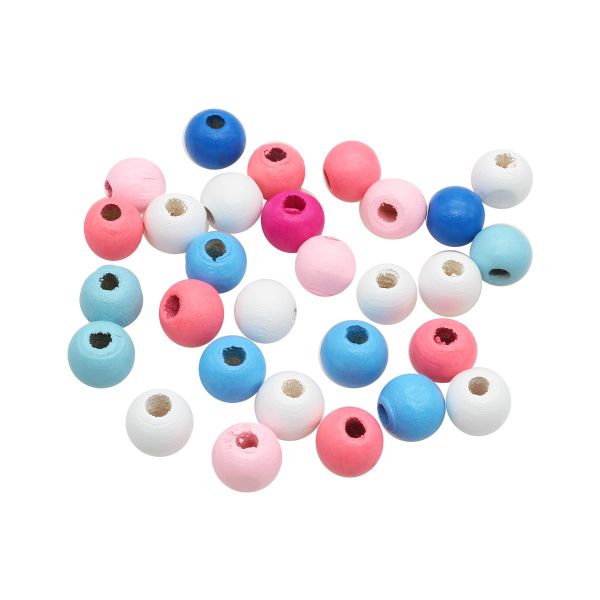 Бусины дерево ⌀12 мм, цветной микс, 18гр/упак, Астра (Сине-розовый микс) 4AR399