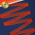 Кружево отделочное в стиле "трикотаж" 12 мм 150-2, цв.20 оранжевый, 9.14м