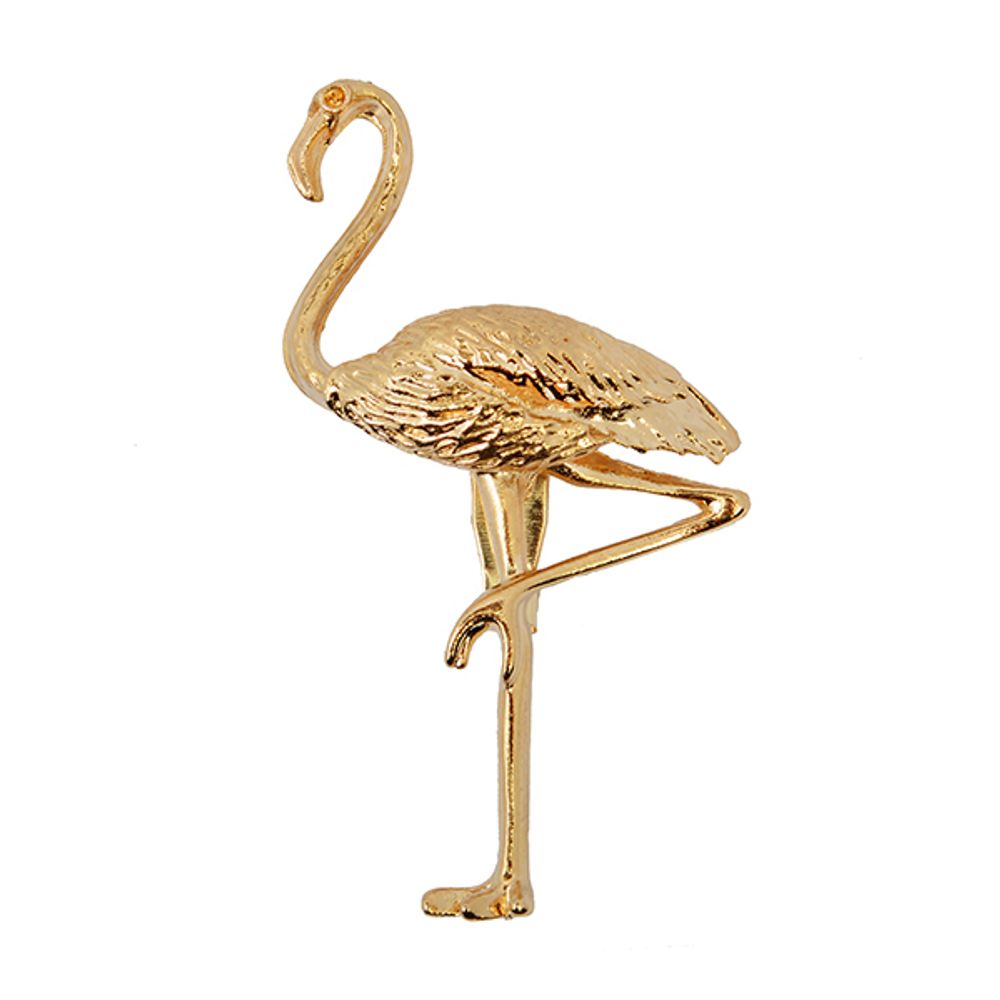 Брошь декоративная 29х52 мм металл Фламинго цв.золото, уп.5шт