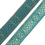 Лента (тесьма) жаккардовая 33.0 мм / 7.32 метра, морская волна, 7222