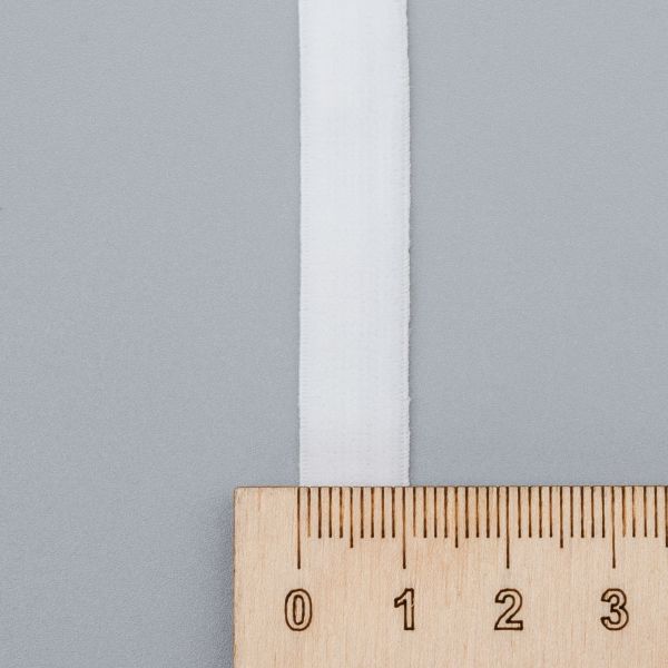 Лента бархатная (тесьма) эластичная 10.0 мм / 32.9±2 метров, 01 белый