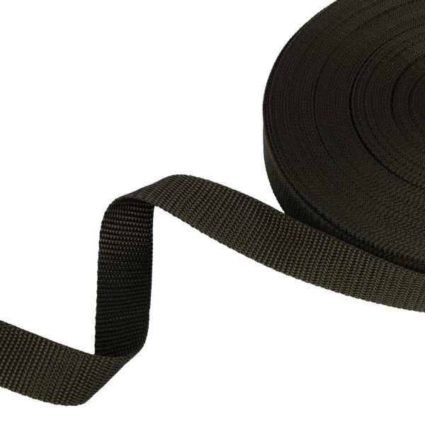 Стропа (ременная лента) 25 мм / 25 метров, толщ. 1.29 мм, [16.6 г/пог.м], 100% п/п, хаки, Gamma С3870Г17