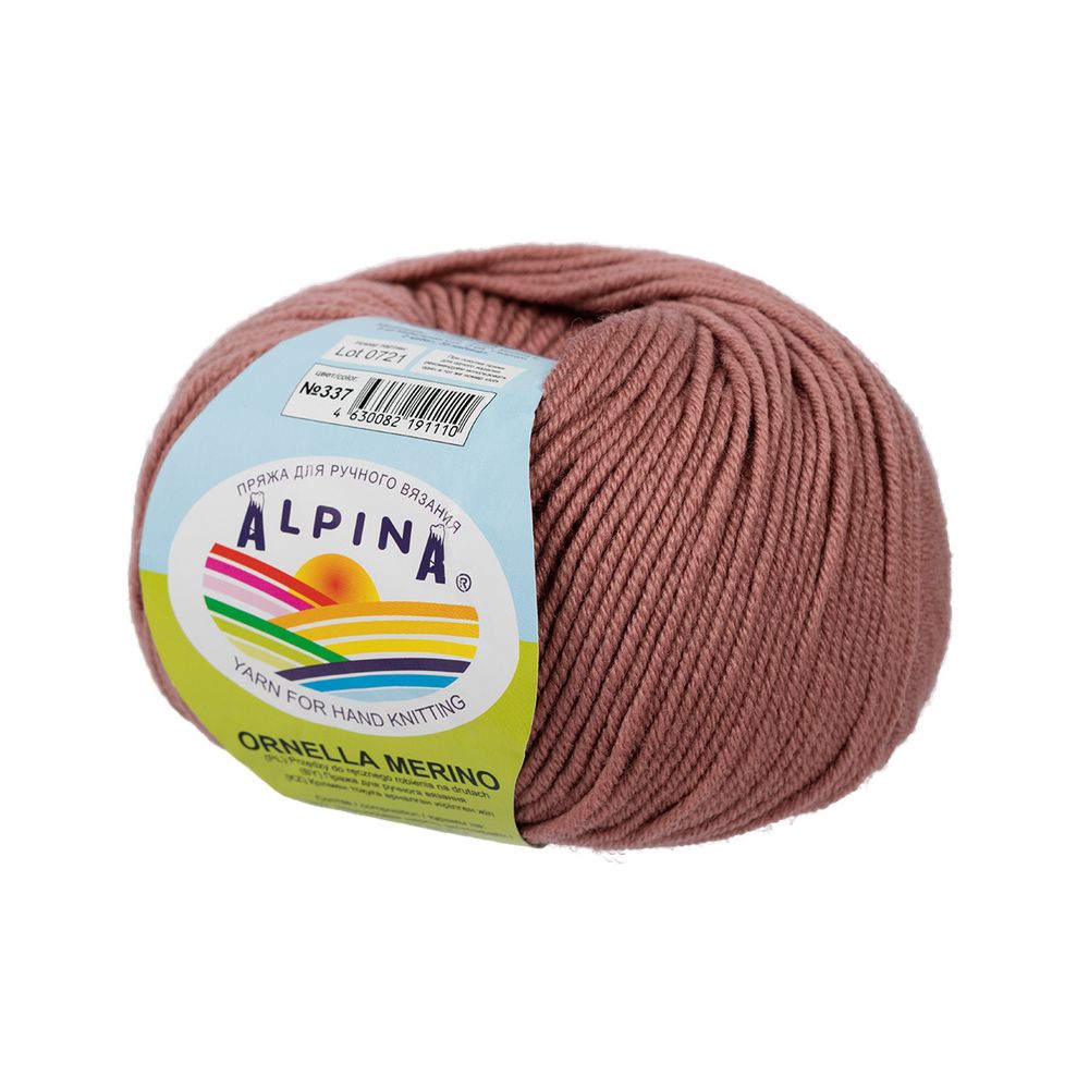 Пряжа Alpina Ornella Merino / уп.10 мот. по 50г, 125м, 337 античная роза