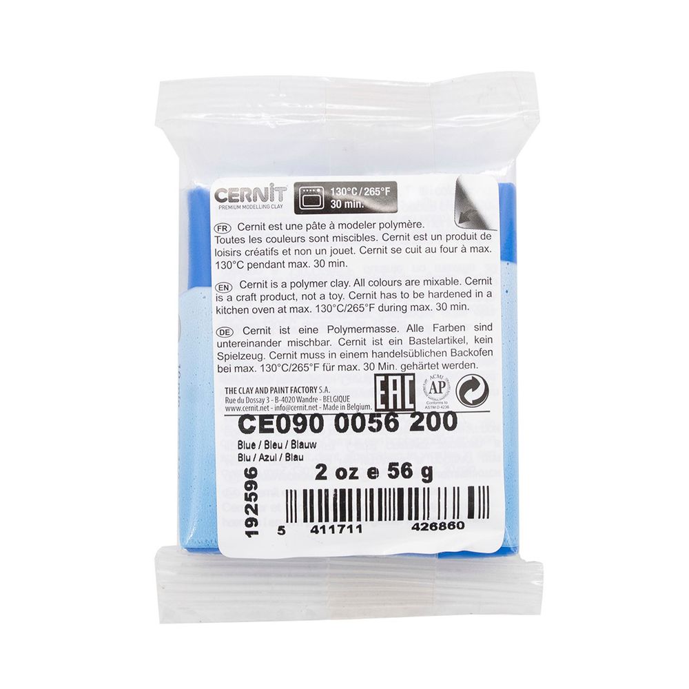 Полимерная глина Cernit №1 запекаемая, классическая 56-62 гр, 200 голубой