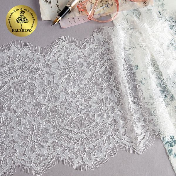 Кружево шантильи (реснички) 220 мм, TBY 5013, 1 белый, 3м, Kruzhevo