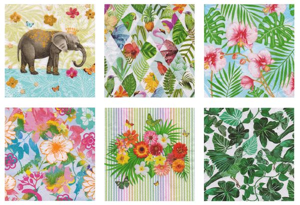 Салфетки для декупажа ассорти 3х слойные 33х33 12 шт, 14 Тропический сад, Love2art SDD