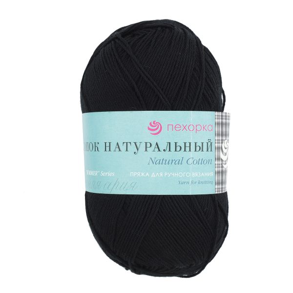 Пряжа Пехорка Хлопок натуральный Кабле / уп.5 мот. по 100 г, 425 м, 02-Черный