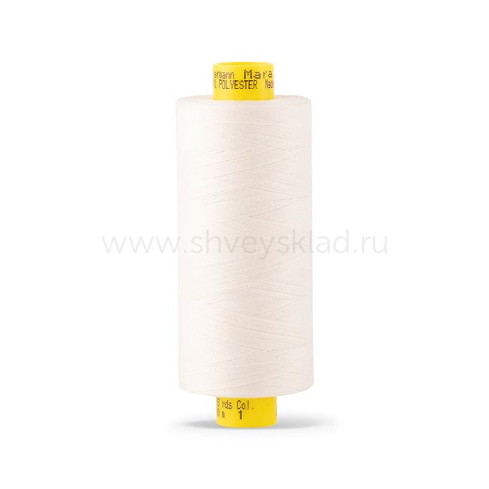 Нитка особо тонкая Gutermann Mara №150 (150/2), 1000 м, 3/713953, цв. 001 молочный (сумрачно-белый), 1 катушка