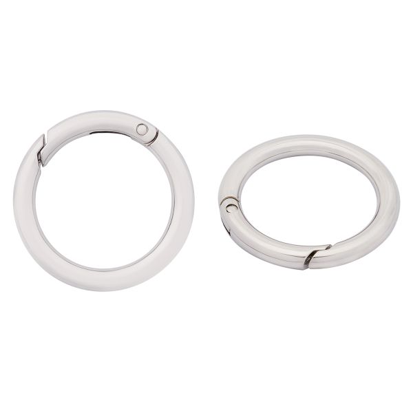 Карабин металл кольцо 34 мм (46х46 мм), никель, 4 шт