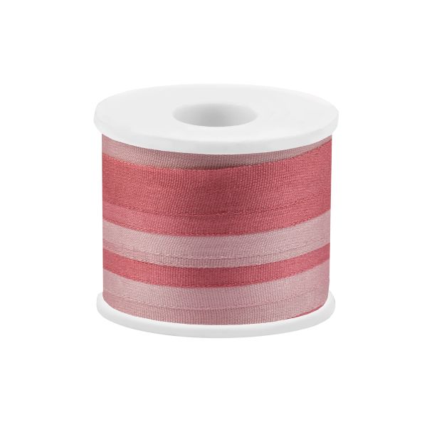 Лента (тесьма) шелковая 7.0 мм / 45.5±0.5 метров, M028 розовый/ бл. бордовый, Gamma SRM-7