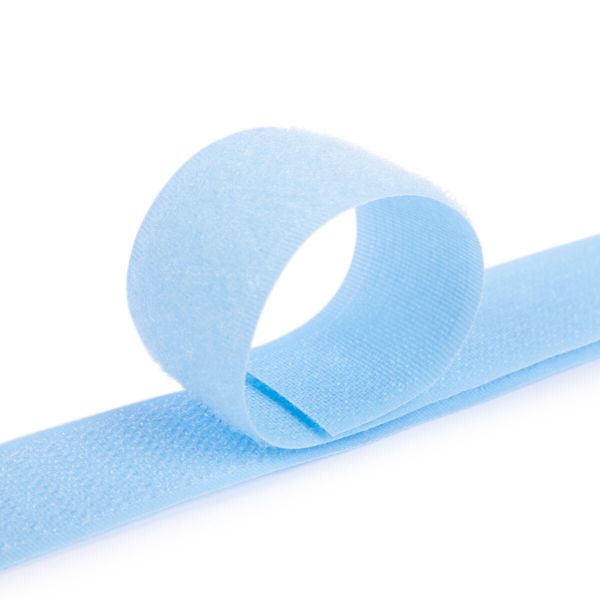 Лента контактная липучка (велкро) пришивная 25 мм / 25 метров, 076 голубой, Gamma LG-25, ПАРА (крючок+петля), качество 
