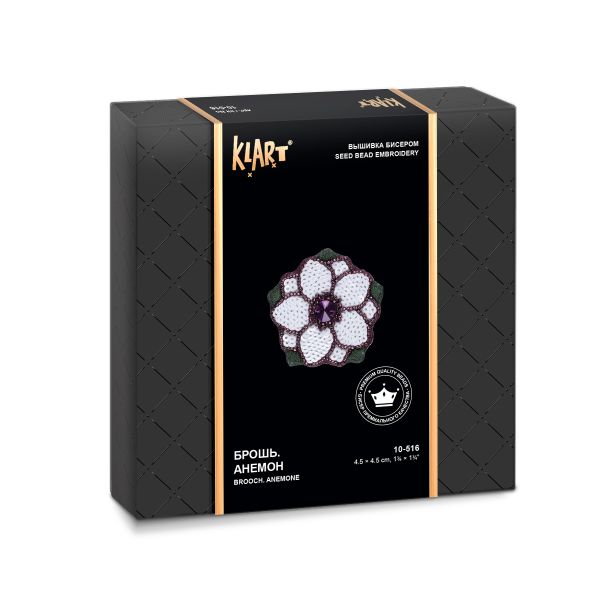 Набор для вышивания бисером Klart, Брошь. Анемон, 4.5х4.5 см