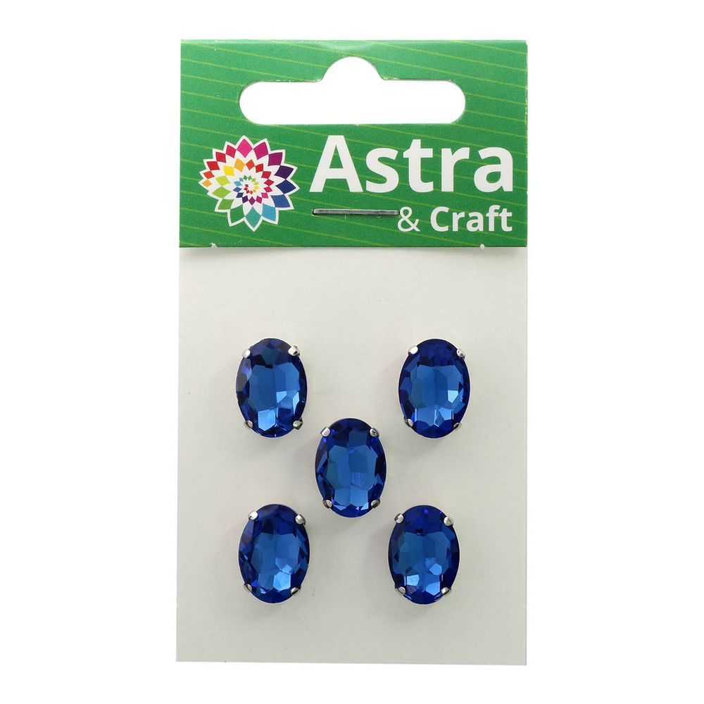 Хрустальные стразы в цапах овальной формы, сапфир 10х14 мм, 5 шт., ОЦ011НН1014