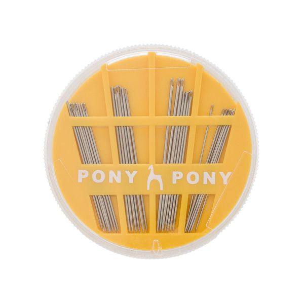 Иглы ручные Sharps с серебряным ушком на диске, ассорти, 30 шт, Pony, 17810